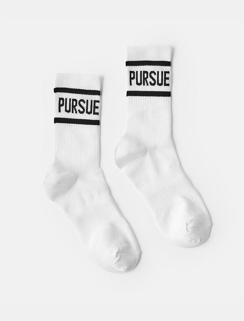 White Crew Socks Pursue Fitness