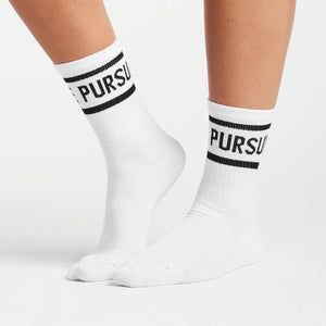 Crew Socks / White (Unisex) Pursue Fitness 1