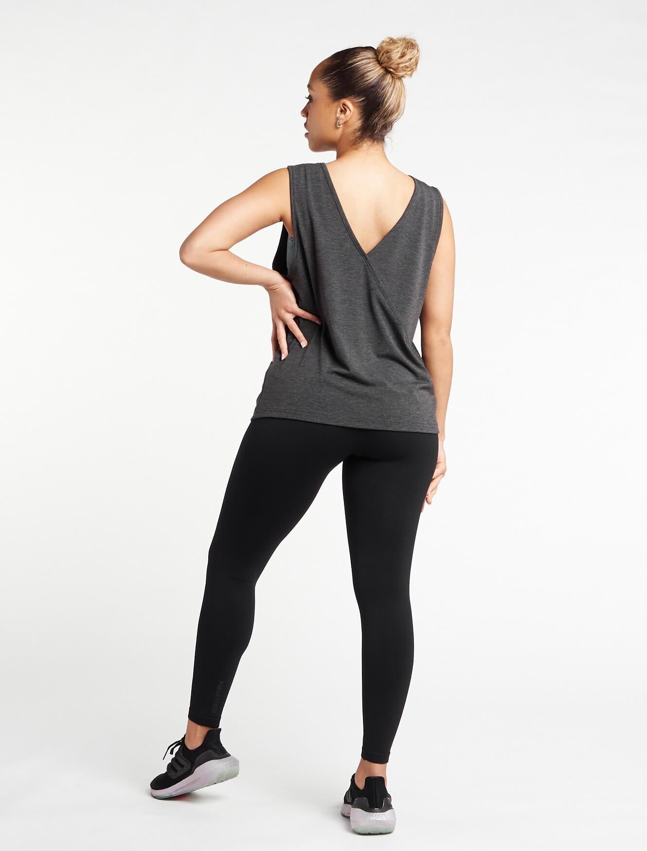 Crossover Tank Top / Charcoal Marl Pursue Fitness 5