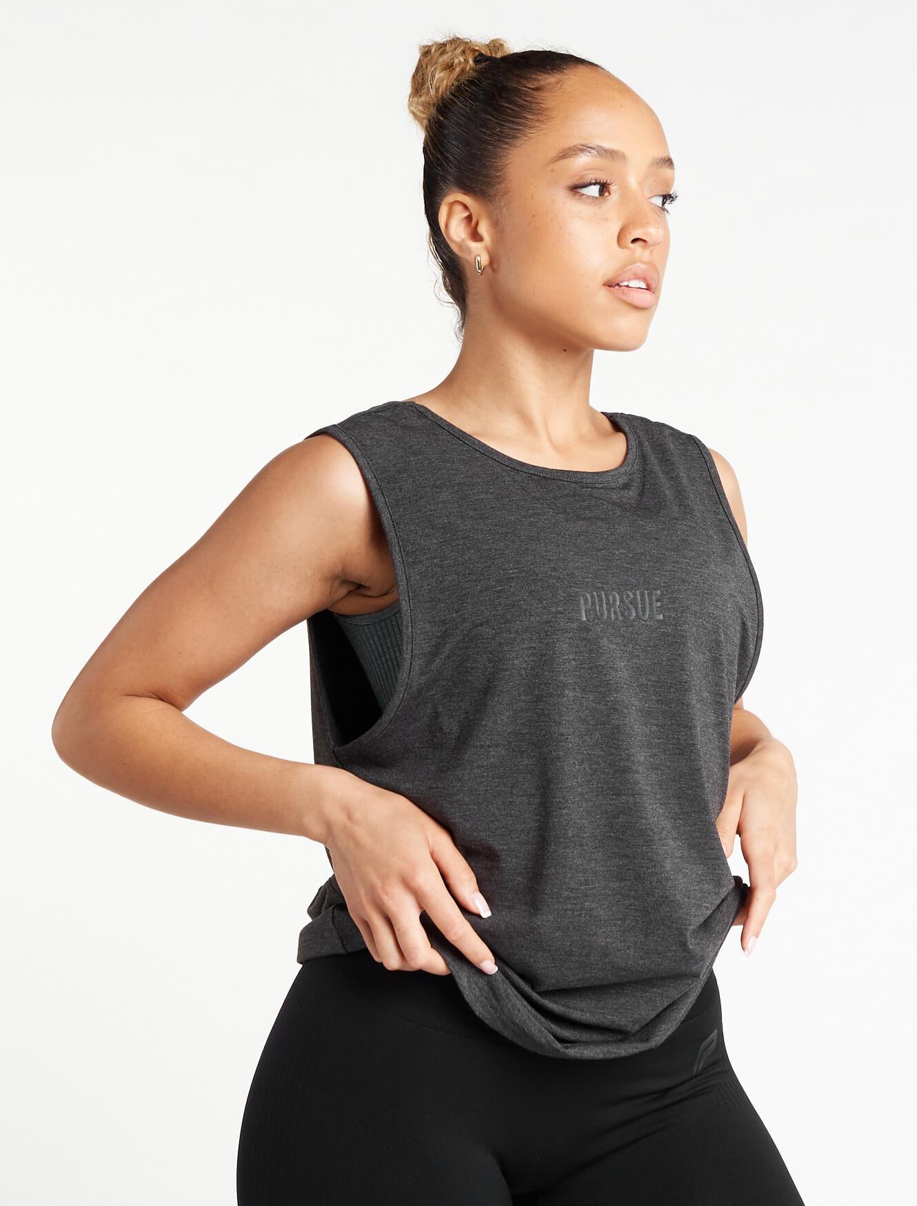 Crossover Tank Top / Charcoal Marl Pursue Fitness 1