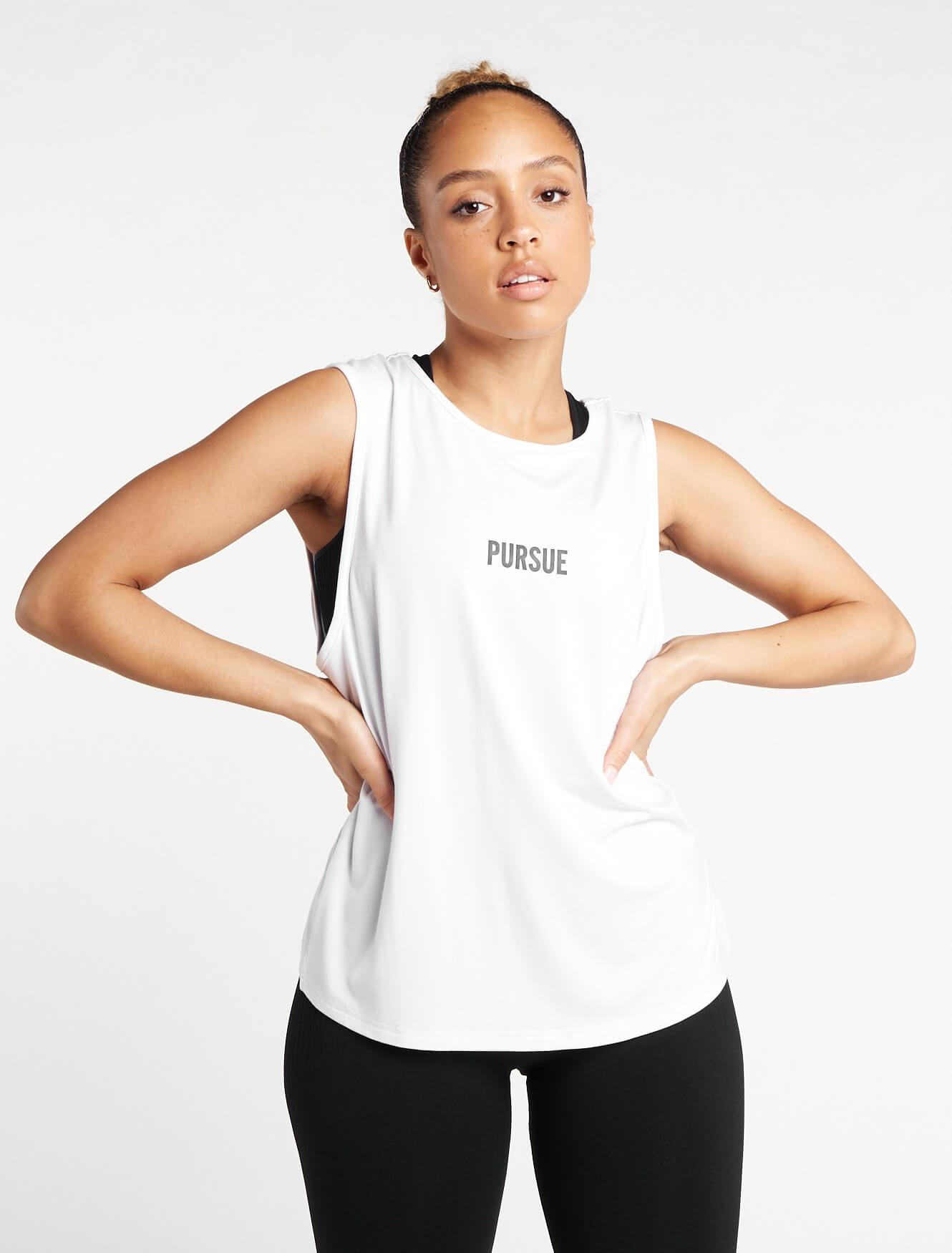 Crossover Tank Top / White Pursue Fitness 1