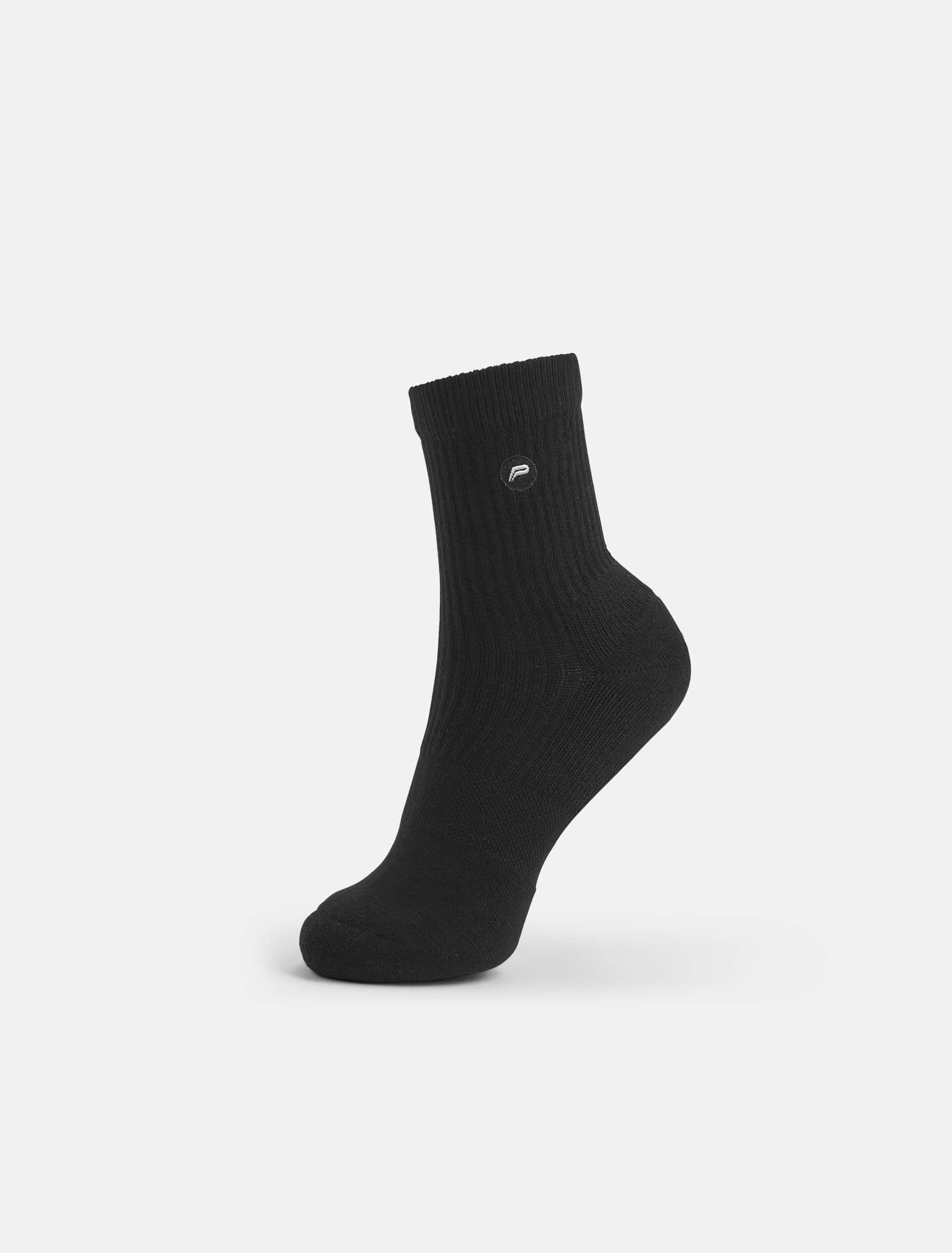 Embroidered Quarter Socks - Black (Unisex) Pursue Fitness 1