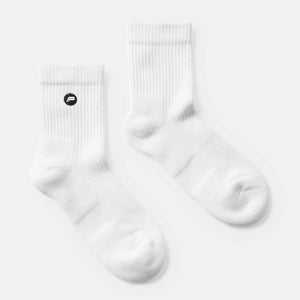 Embroidered Quarter Socks - White (Unisex) Pursue Fitness 2