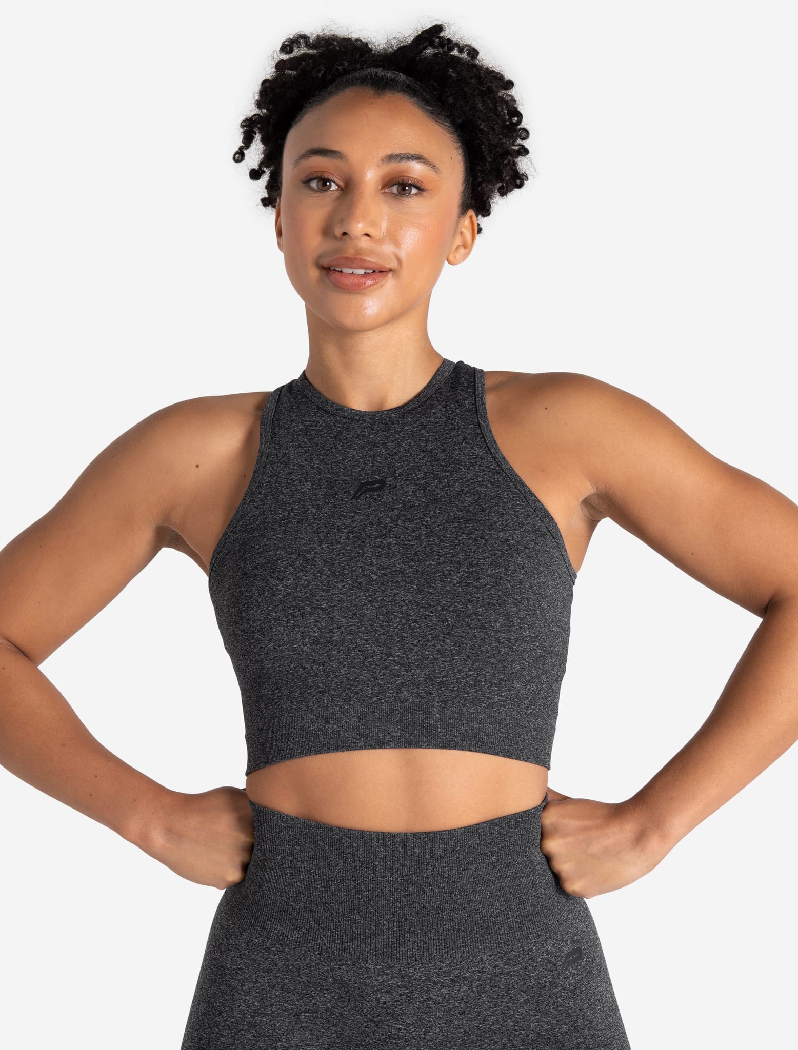 Form Seamless Crop Tank - Black Marl Pursue Fitness 1