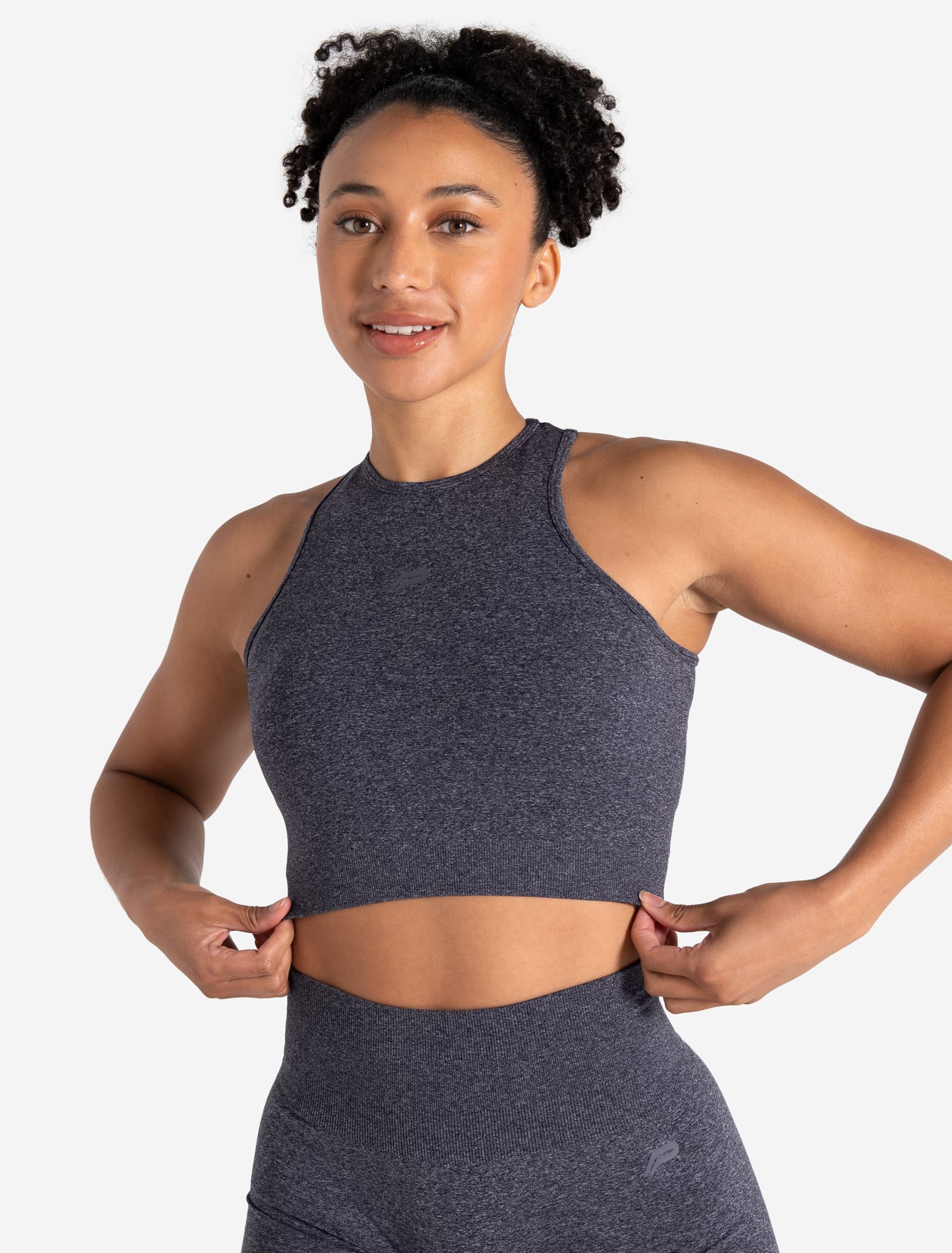 Form Seamless Crop Tank - Navy Marl Pursue Fitness 1