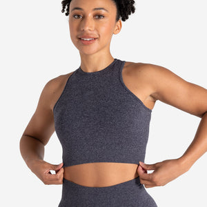 Form Seamless Crop Tank - Navy Marl Pursue Fitness 1