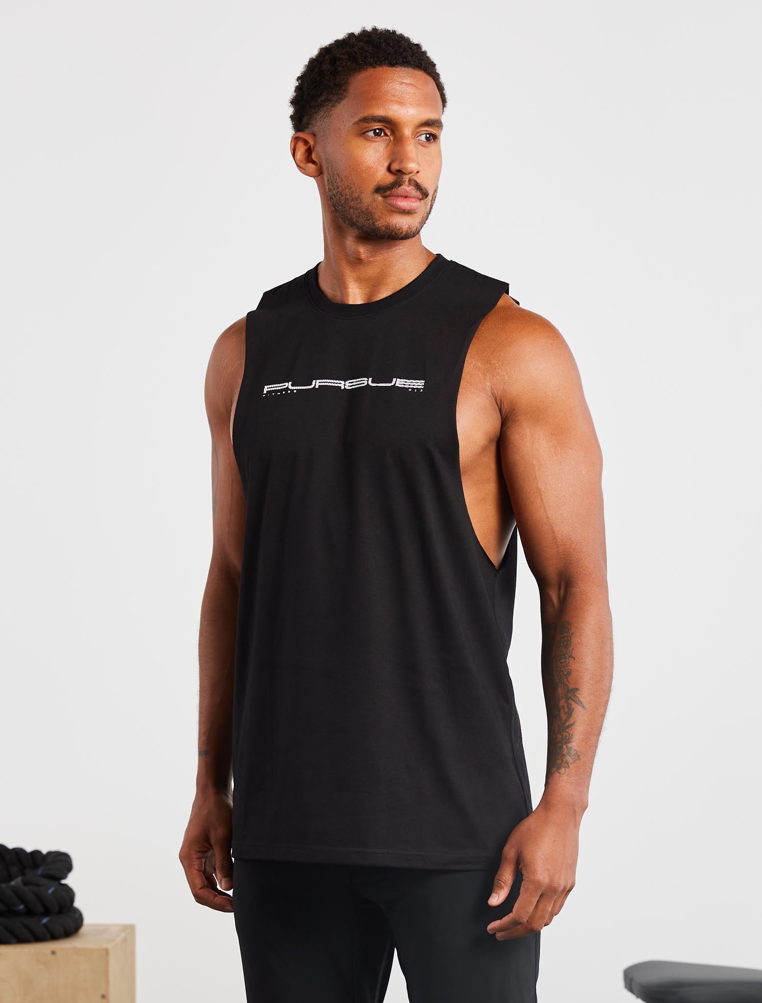 Graphic Drop Arm Tank / Black Pursue Fitness 2