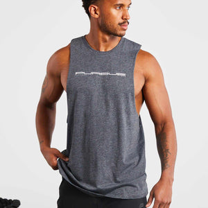 Graphic Drop Arm Tank / Charcoal Marl Pursue Fitness 1