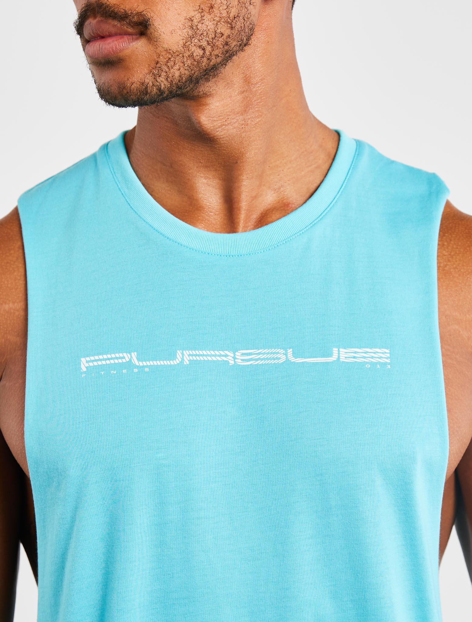 Graphic Drop Arm Tank | Sky Blue | Pursue Fitness