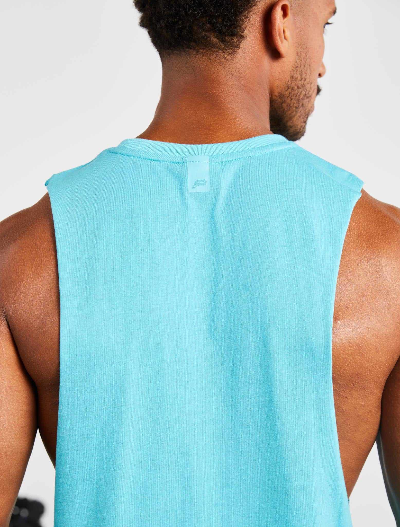 Graphic Drop Arm Tank | Sky Blue | Pursue Fitness