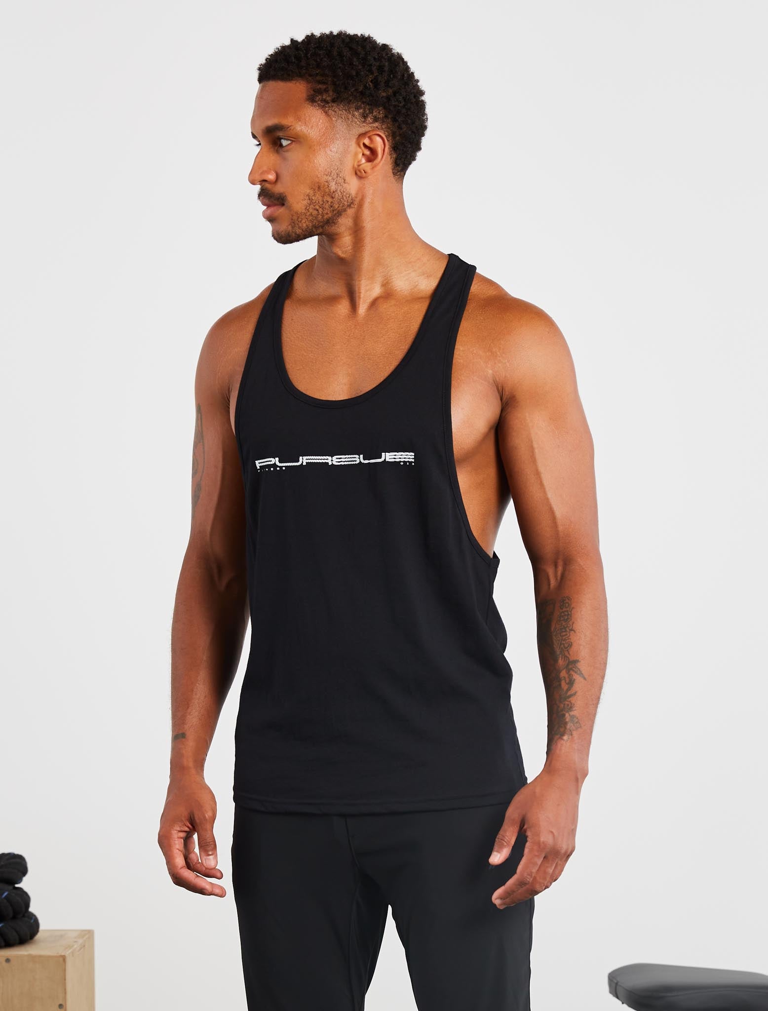Stringer Vest Polyester Graphic Stringer Vest | Black | Pursue Fitness
