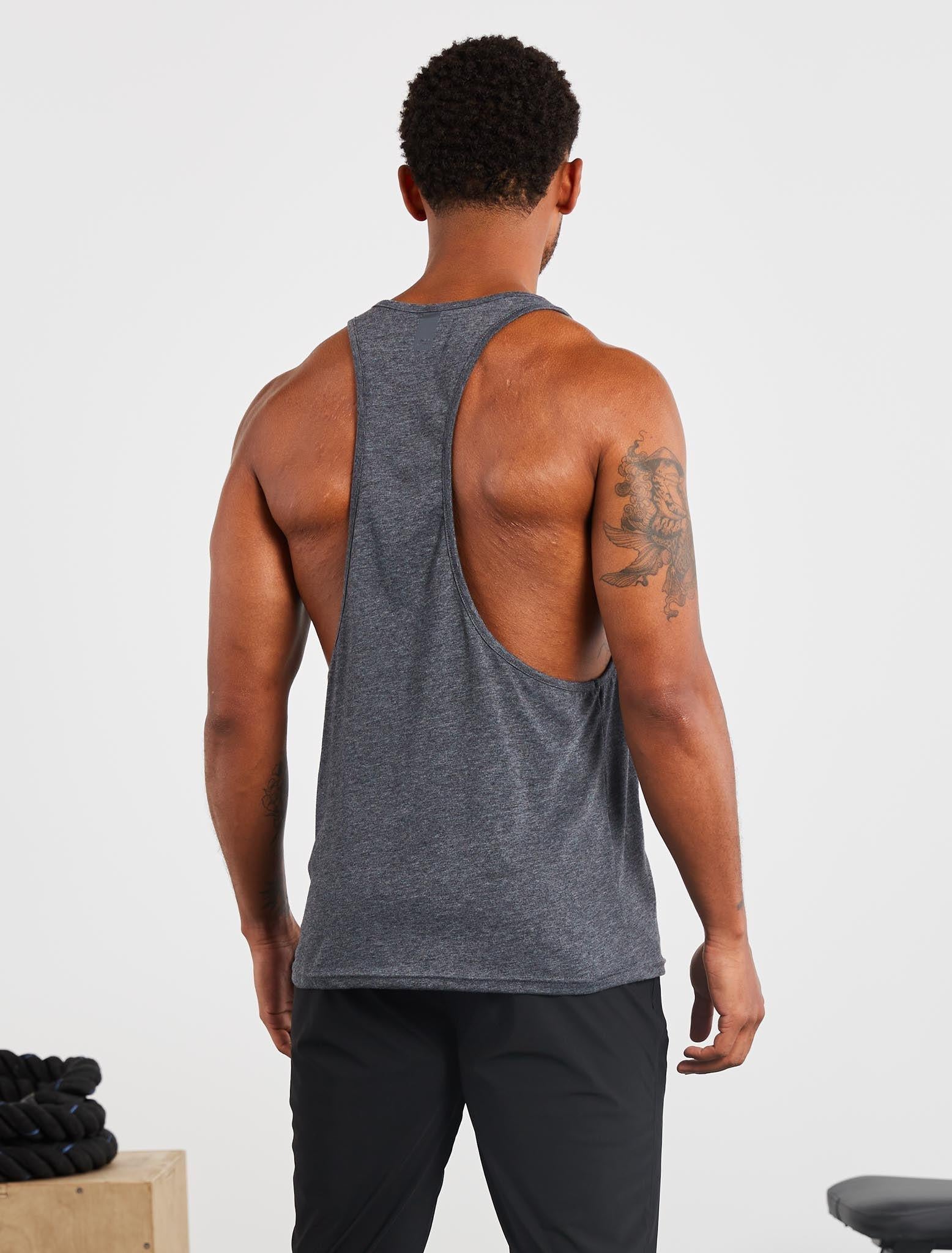 Graphic Stringer Vest | Charcoal Marl | Pursue Fitness