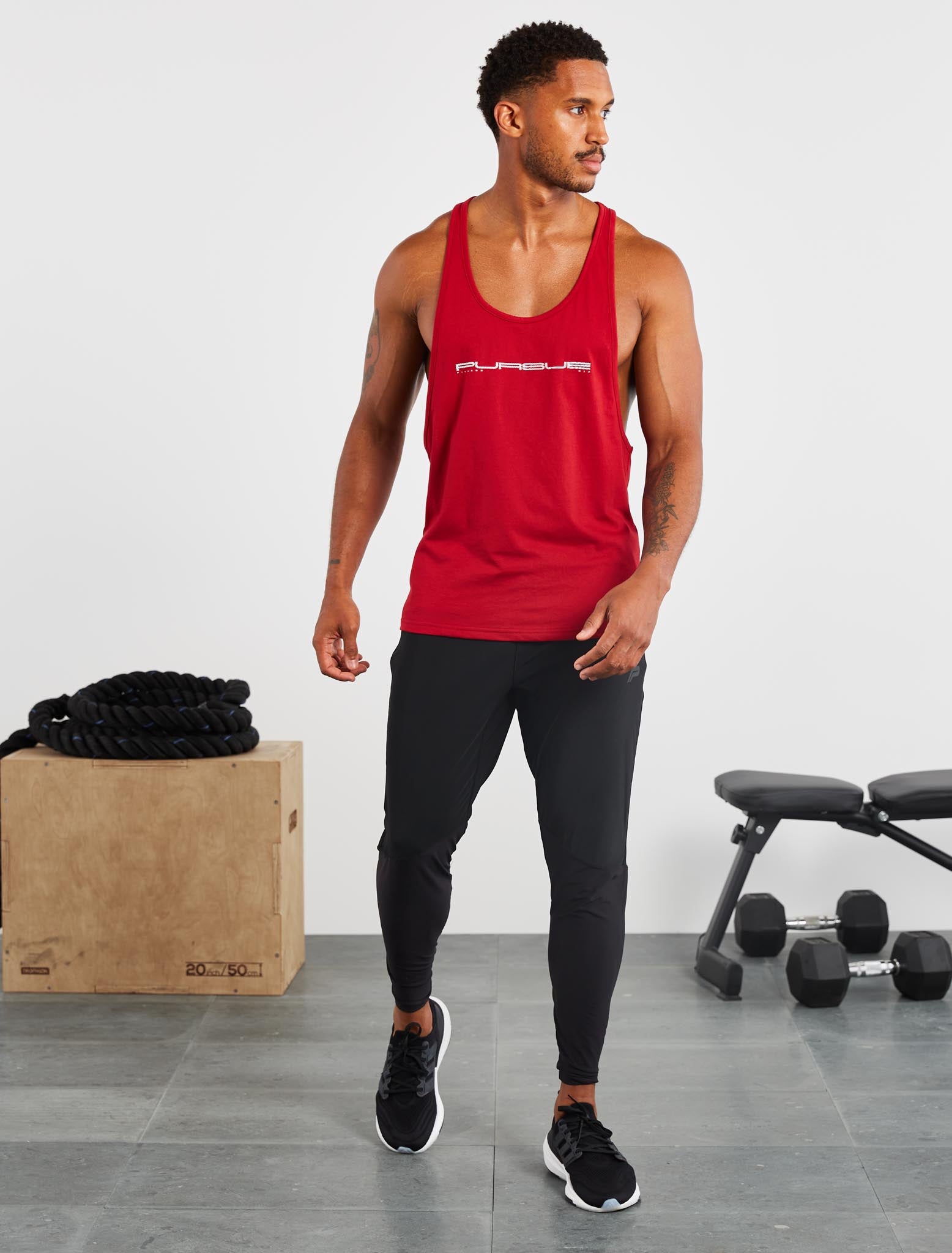 Stringer Vest Polyester Graphic Stringer Vest | Maroon | Pursue Fitness