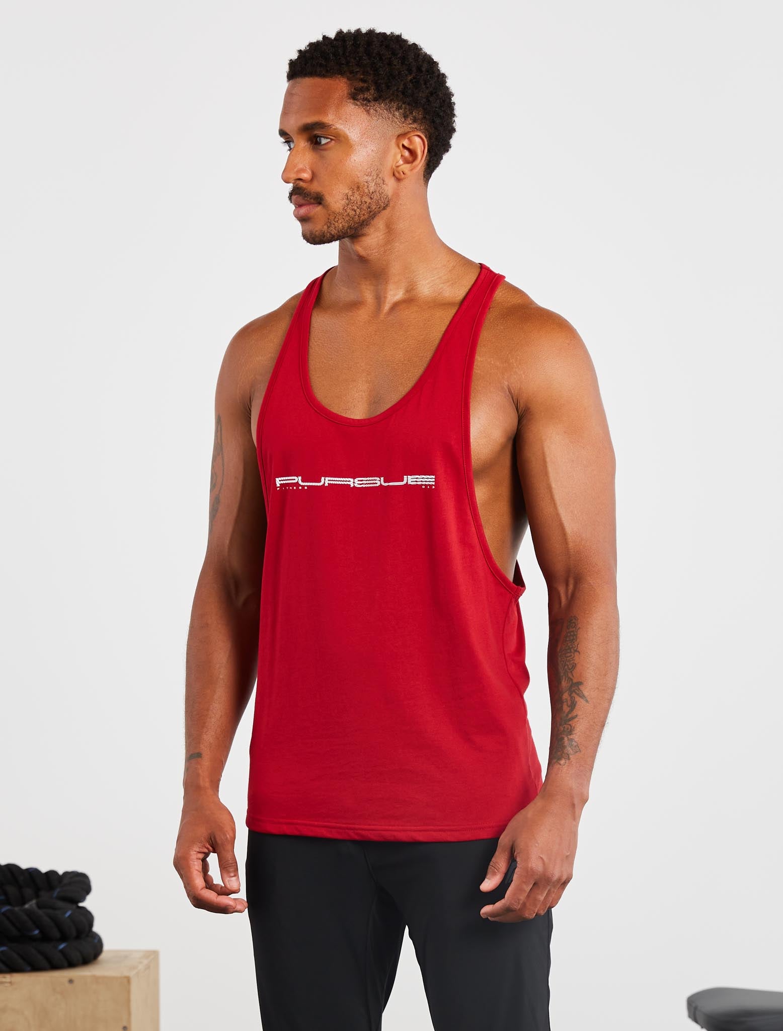 Stringer Vest Polyester Graphic Stringer Vest | Maroon | Pursue Fitness