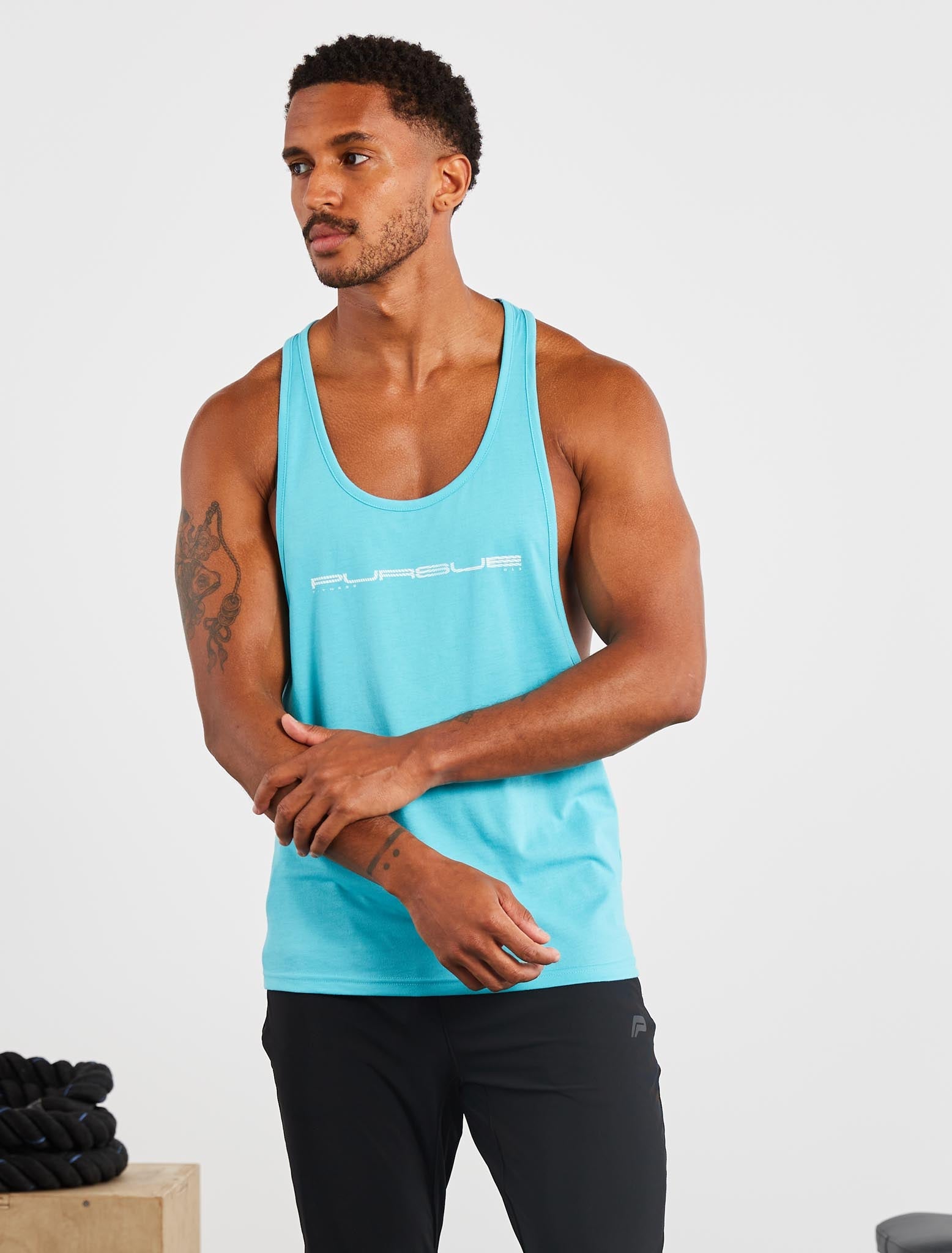 Graphic Stringer Vest / Sky Blue Pursue Fitness 2