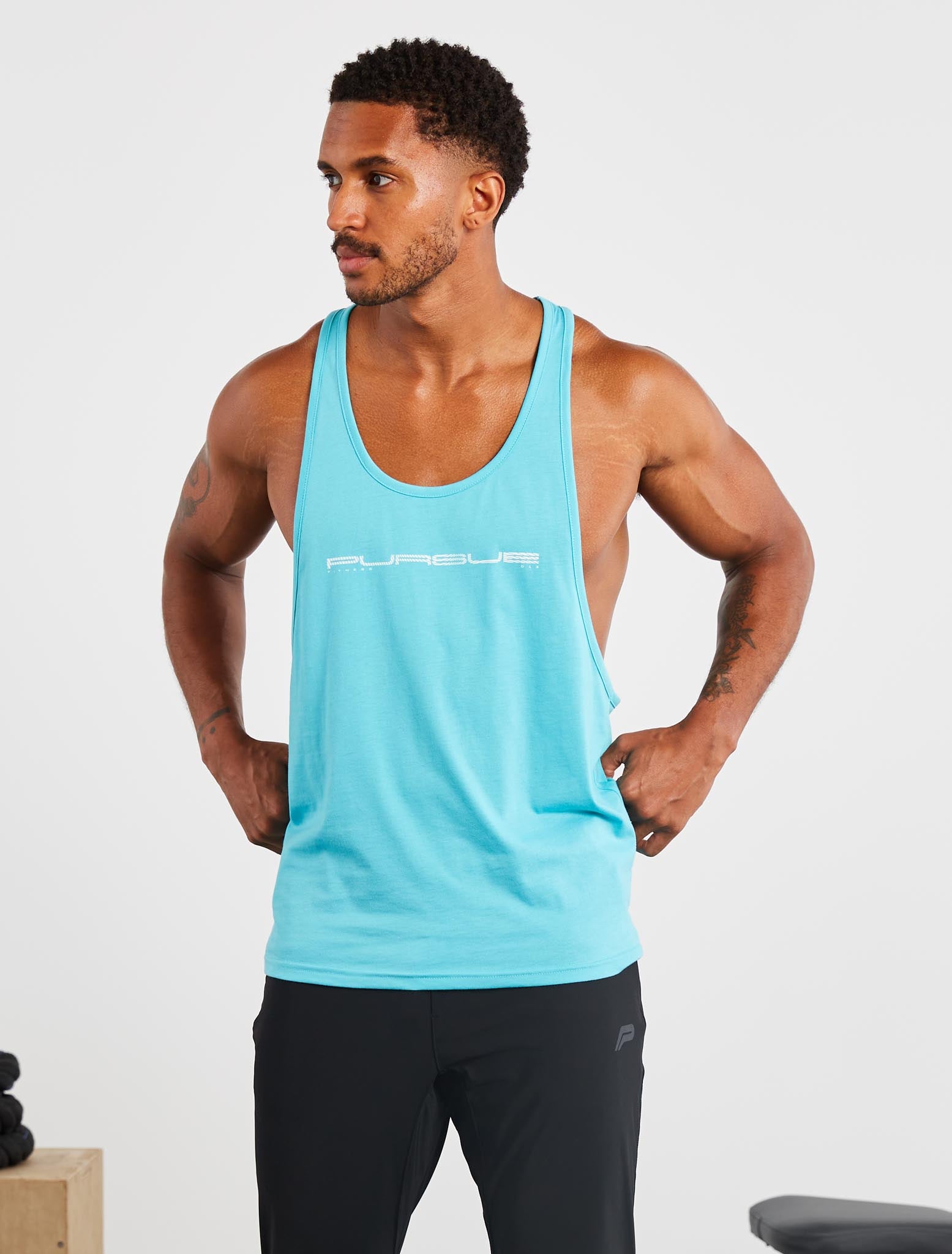 Stringer Vest Polyester Graphic Stringer Vest | Sky Blue | Pursue Fitness
