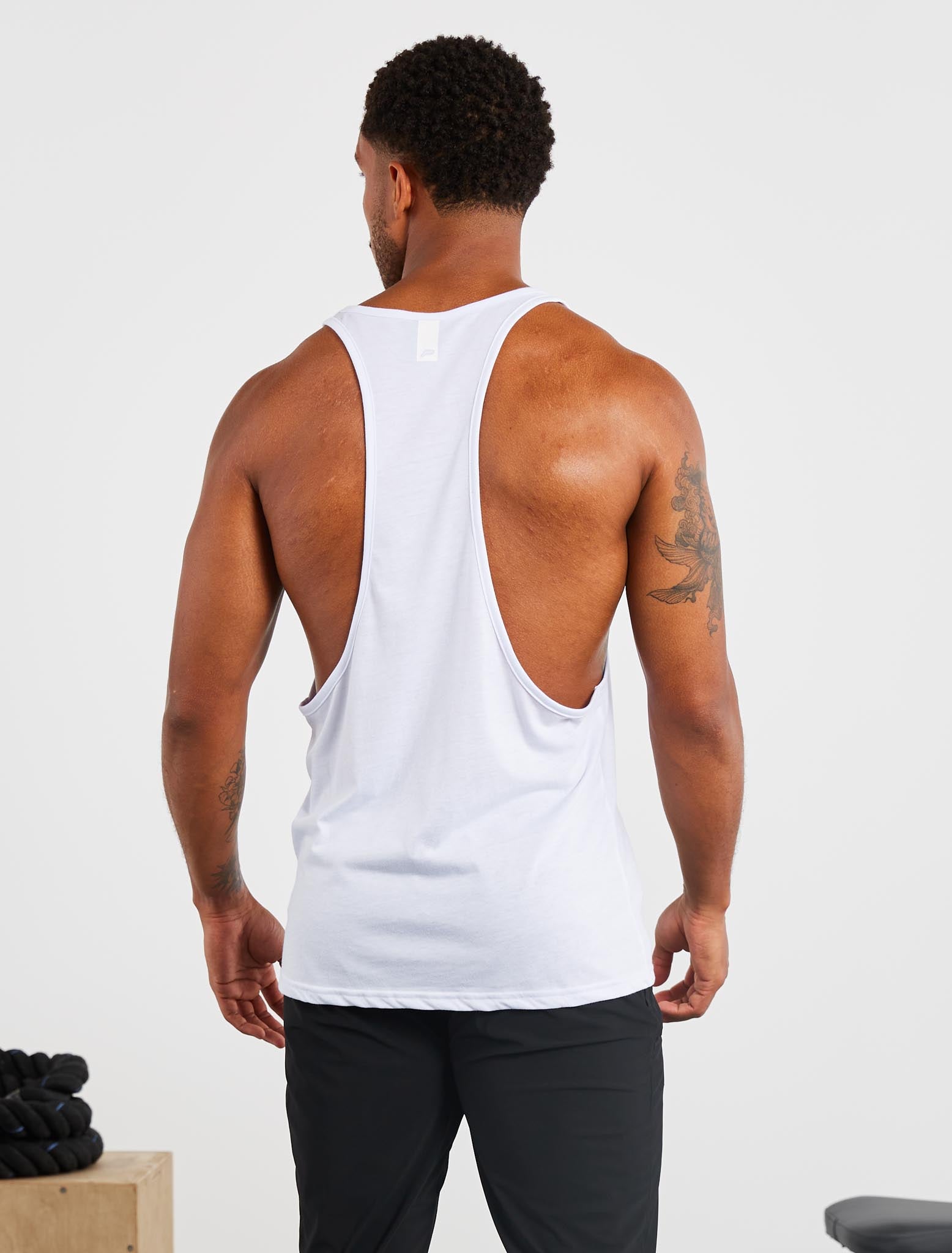 Stringer Vest Polyester Graphic Stringer Vest | White | Pursue Fitness