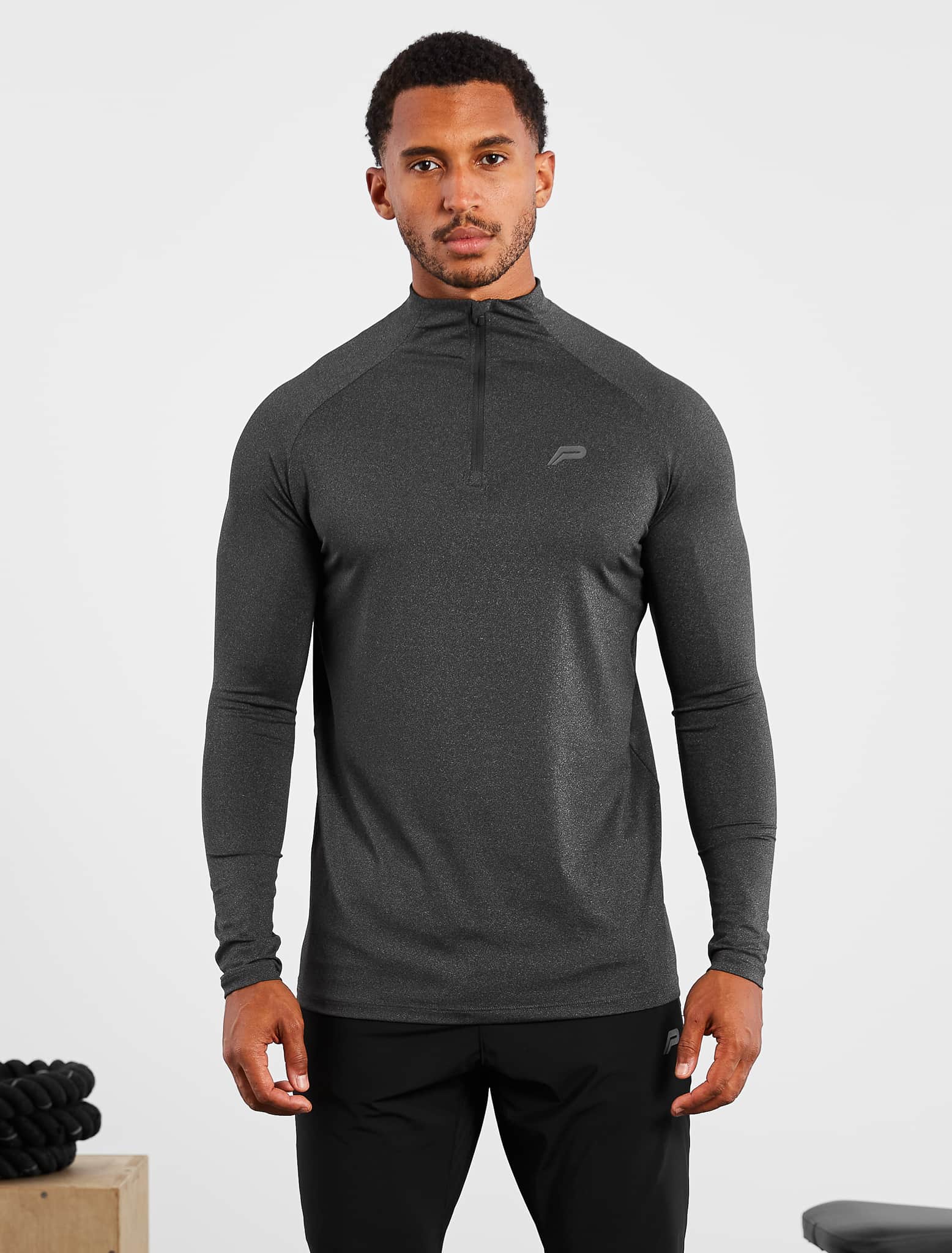 Hybrid Everyday ¼ Zip / Black Marl Pursue Fitness 1