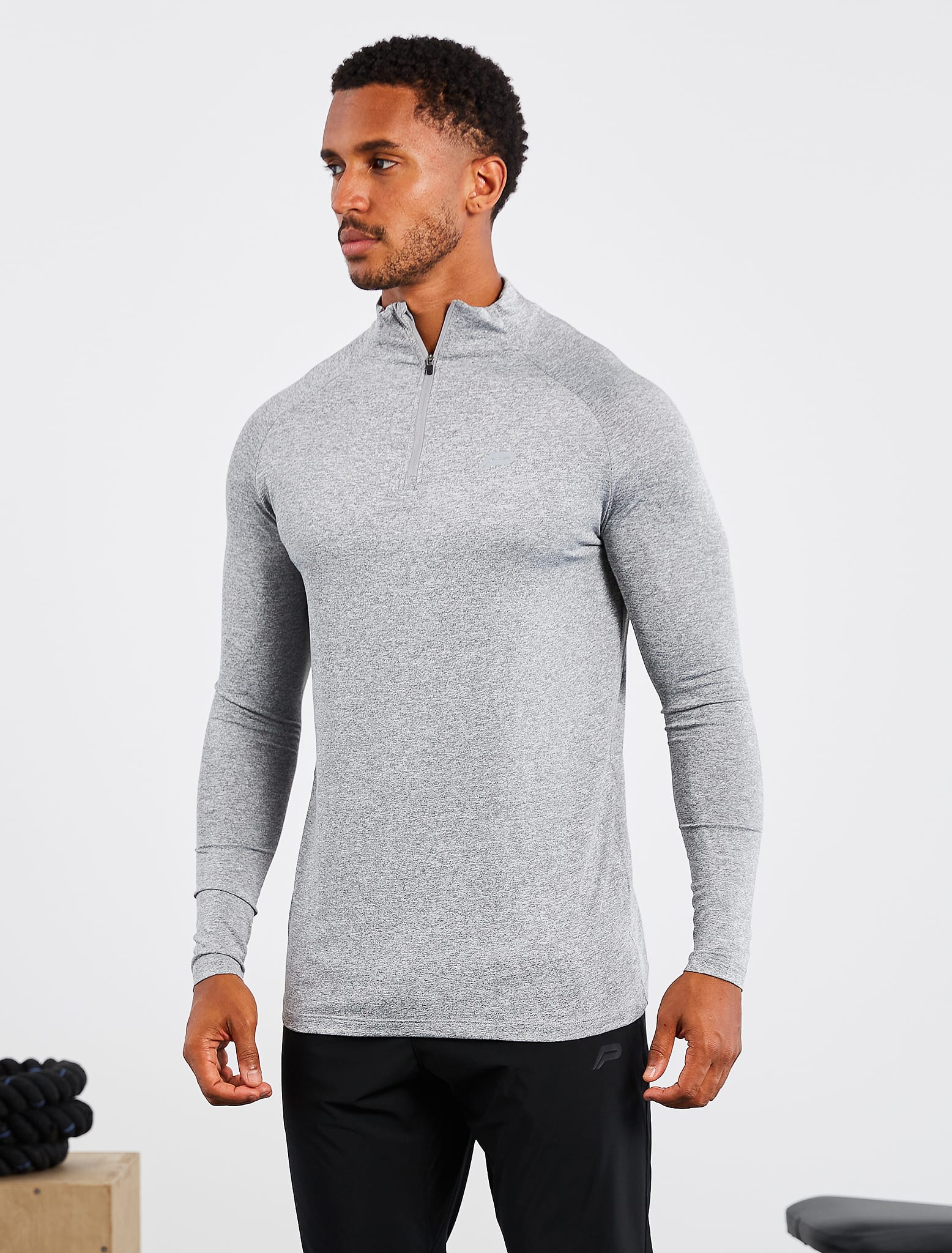 Hybrid Everyday ¼ Zip / Grey Marl Pursue Fitness 1