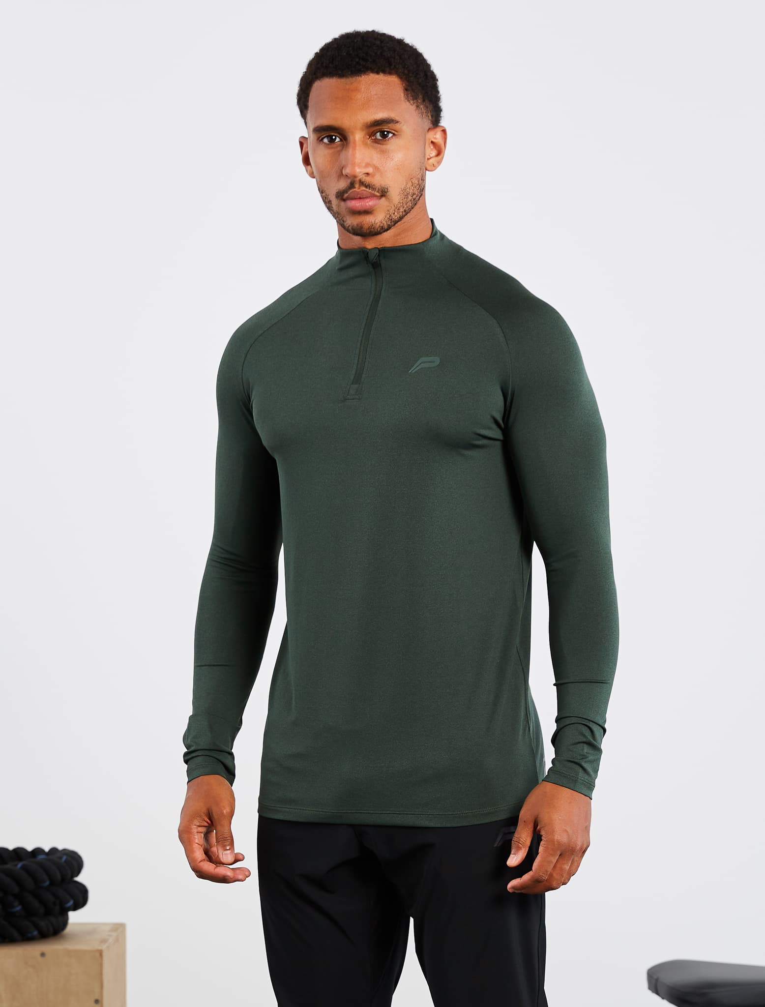 Hybrid Everyday ¼ Zip / Olive Marl Pursue Fitness 1