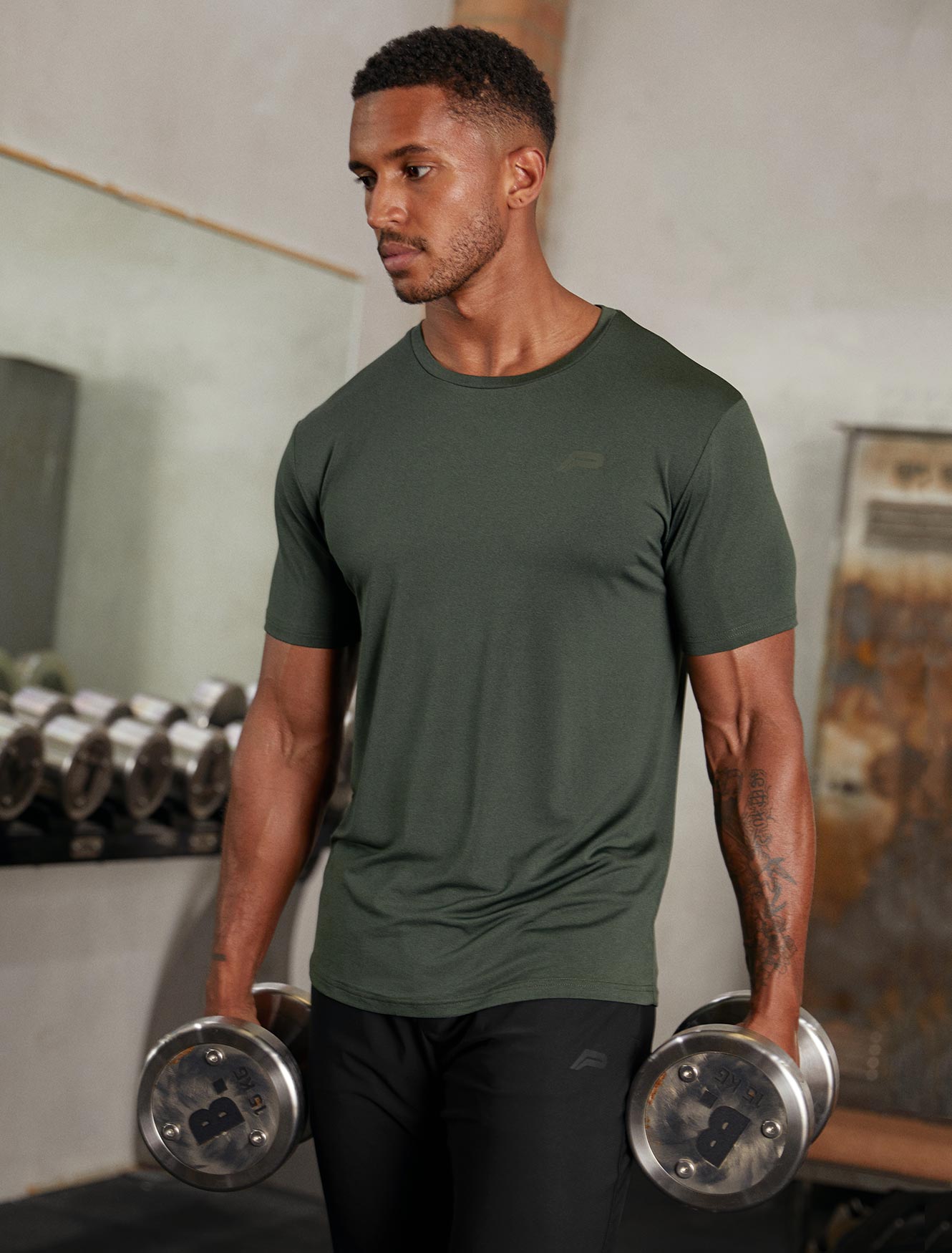 Hybrid Everyday T-Shirt / Olive Marl Pursue Fitness 5