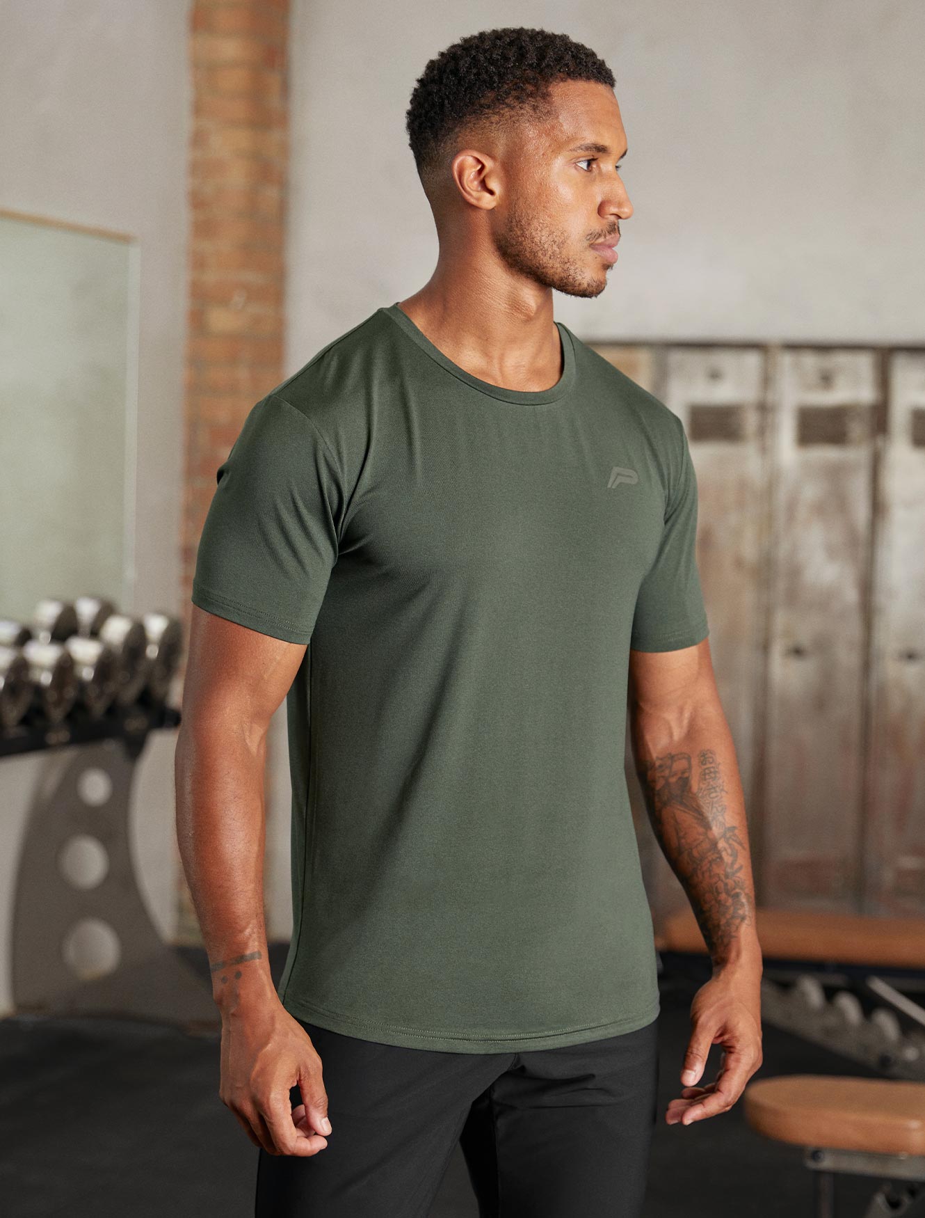 Hybrid Everyday T-Shirt / Olive Marl Pursue Fitness 1