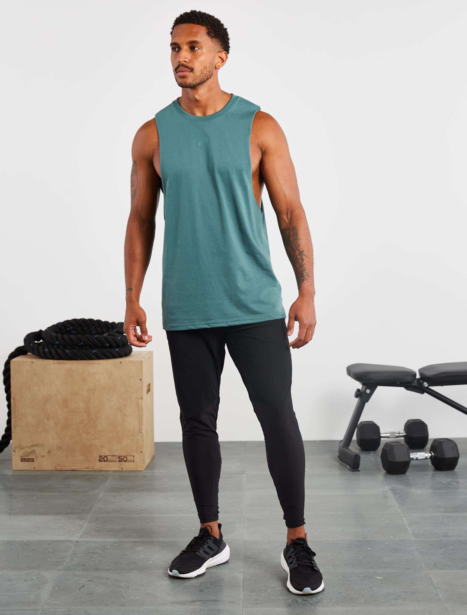 Icon Drop Arm Tank / Teal Pursue Fitness 5