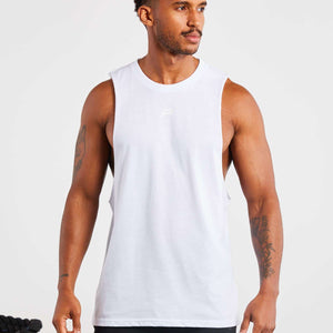 Icon Drop Arm Tank / White Pursue Fitness 1