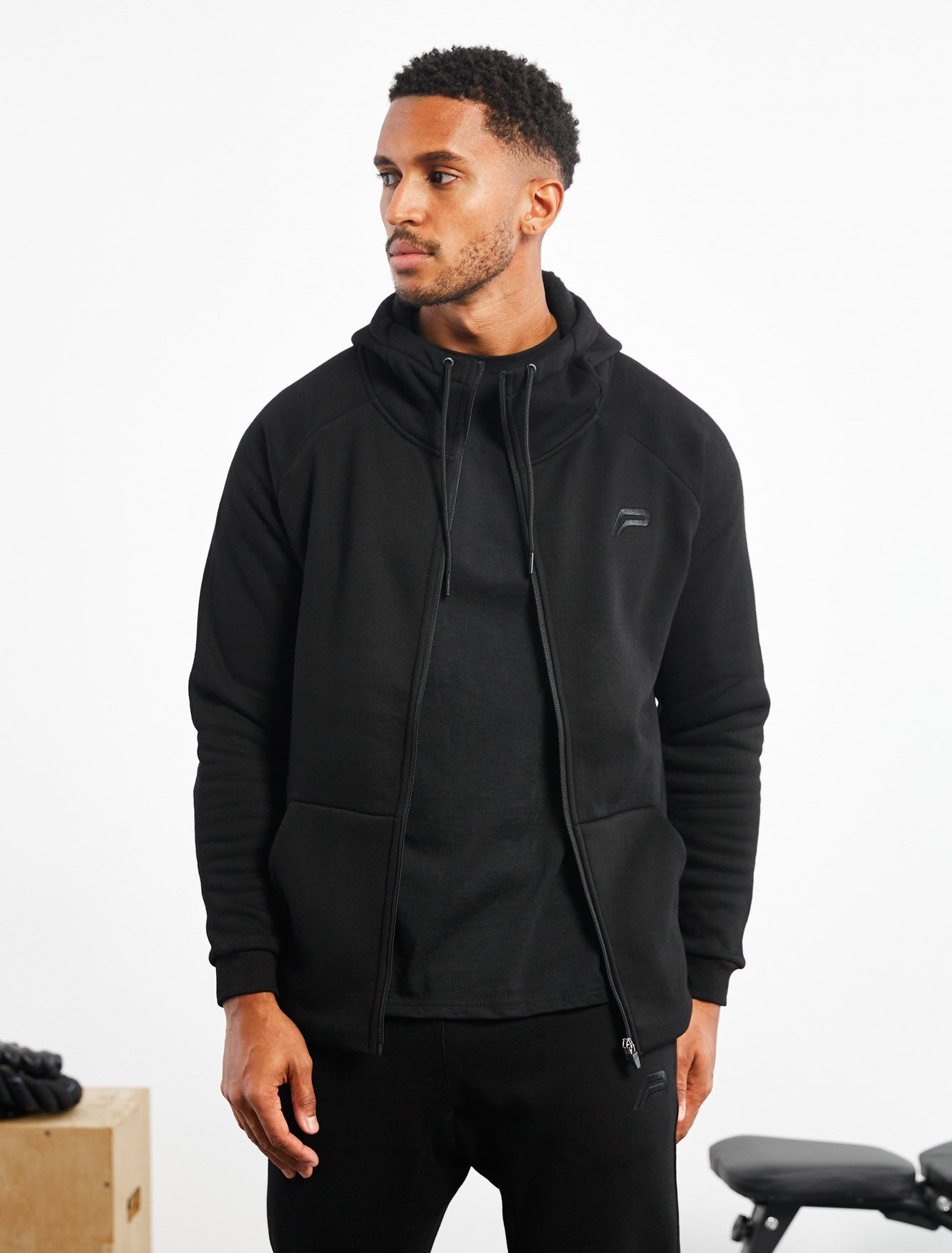 Black Icon Tapered Fleece Jacket | Pursue Fitness