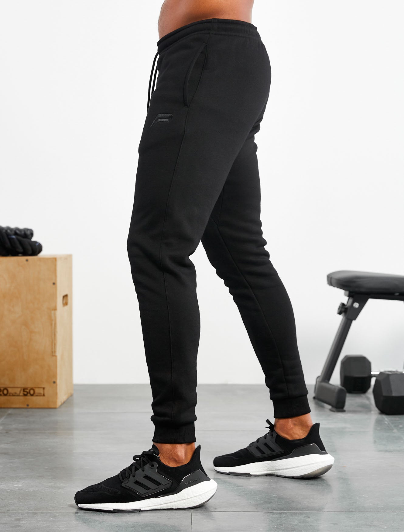 Icon Tapered Fleece Joggers, Black