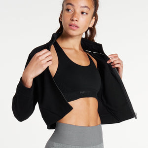 Iconic Crop Fleece Jacket / Black Pursue Fitness 1