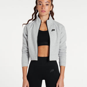 Iconic Crop Fleece Jacket / Heather Grey Pursue Fitness 2
