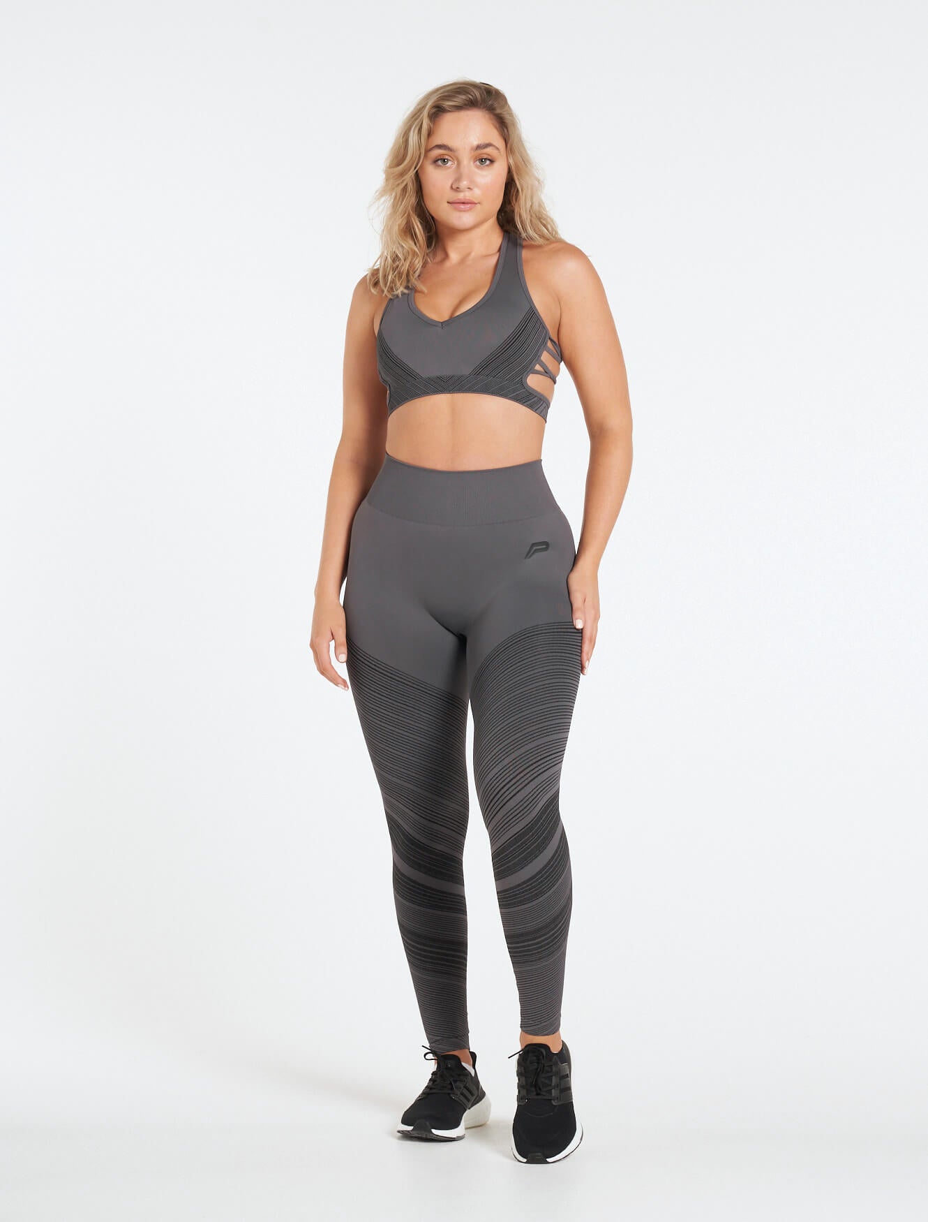 set active bra and leggings set in Slate