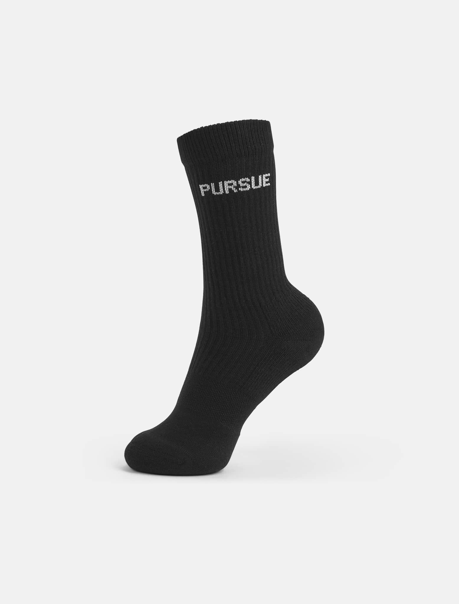 Jacquard Crew Socks - Black (Unisex) Pursue Fitness 1