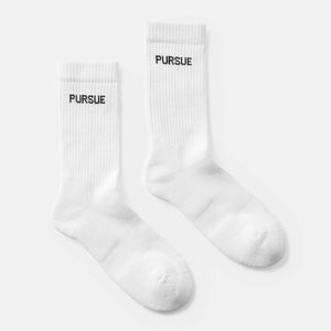 Jacquard Crew Socks - White (Unisex) Pursue Fitness 2