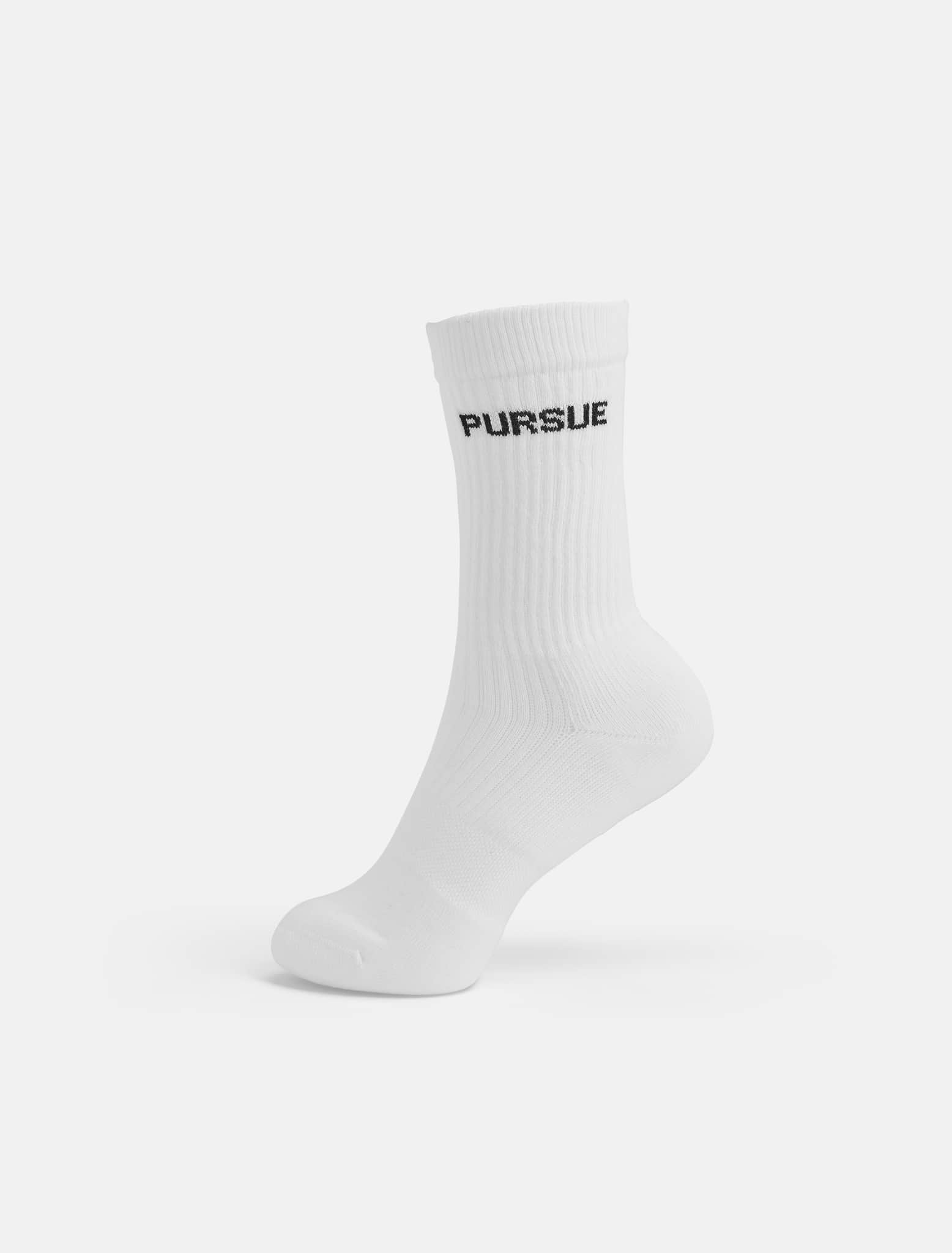 Jacquard Crew Socks - White (Unisex) Pursue Fitness 1