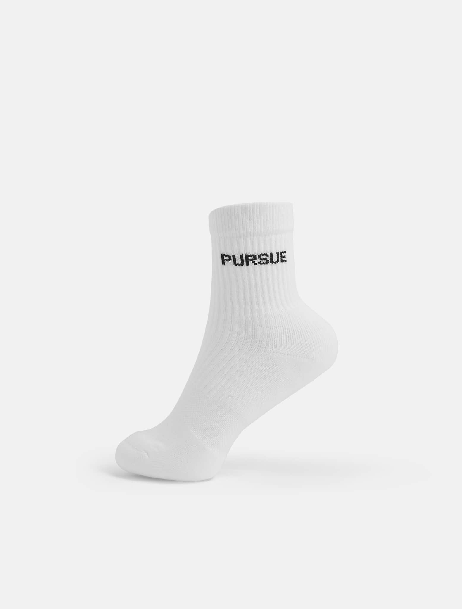 Jacquard Quarter Socks - White (Unisex) Pursue Fitness 1