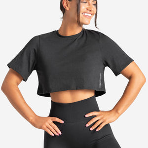 Knot Back Crop T-Shirt / Black Pursue Fitness 1