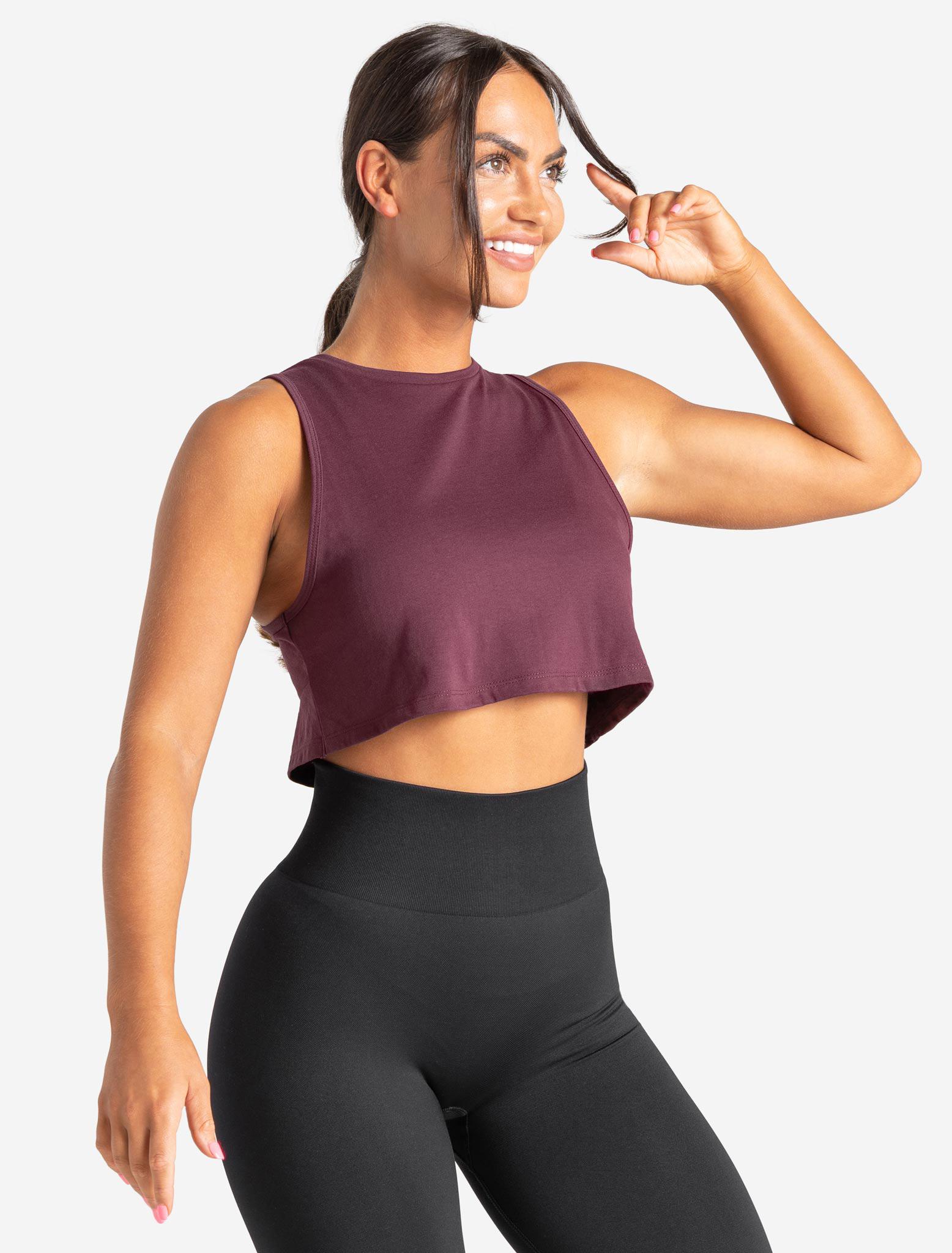 Knot Back Crop Tank / Maroon Pursue Fitness 1