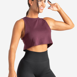 Knot Back Crop Tank / Maroon Pursue Fitness 1