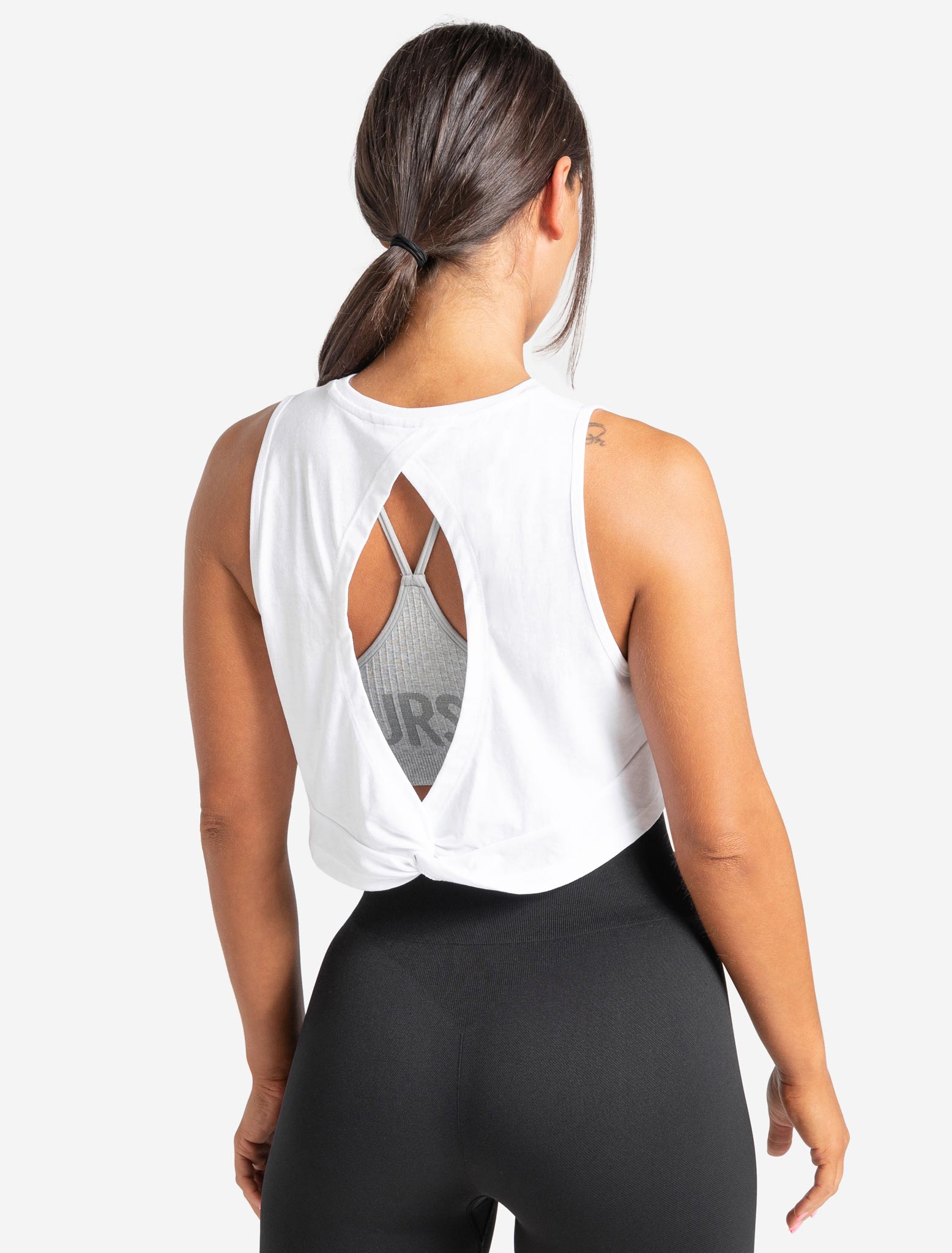 Knot Back Crop Tank / White Pursue Fitness 2