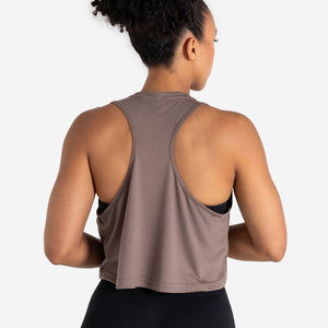 Lightweight Crop Gym Tank - Neutral Brown Pursue Fitness 2