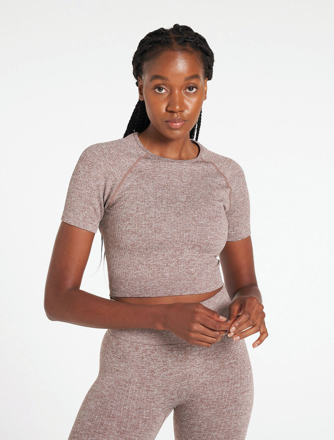 Lounge Seamless Crop T-Shirt / Mocha Pursue Fitness 3