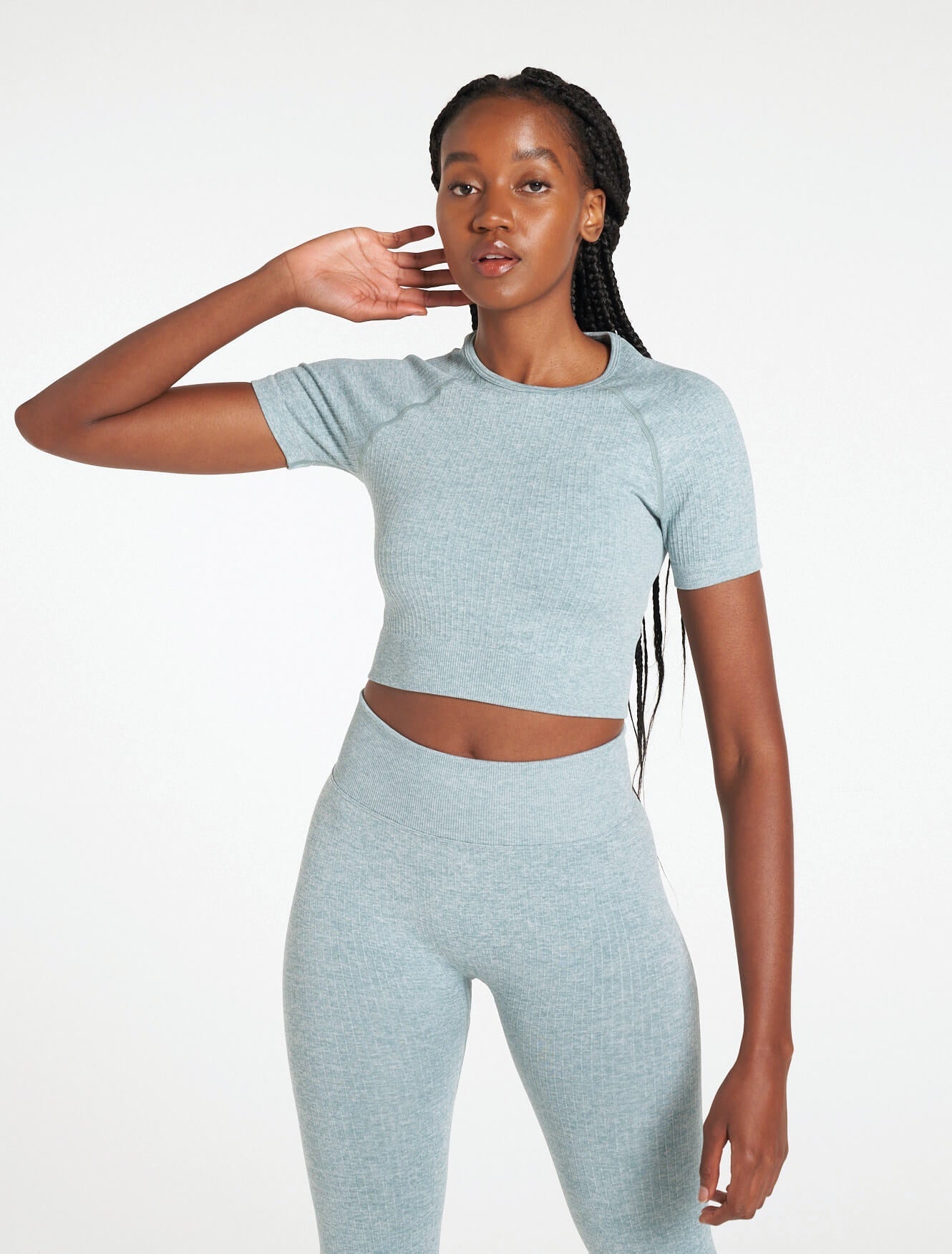 Lounge Seamless Crop T-Shirt / Sky Blue Pursue Fitness 1