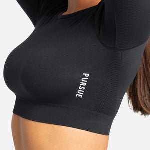 Move Seamless Long Sleeve Crop Top / Black Pursue Fitness 2