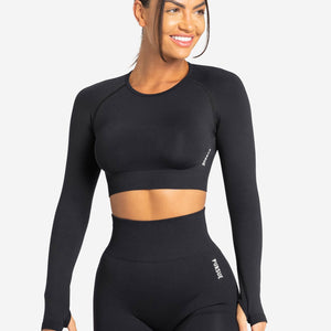 Move Seamless Long Sleeve Crop Top / Black Pursue Fitness 1