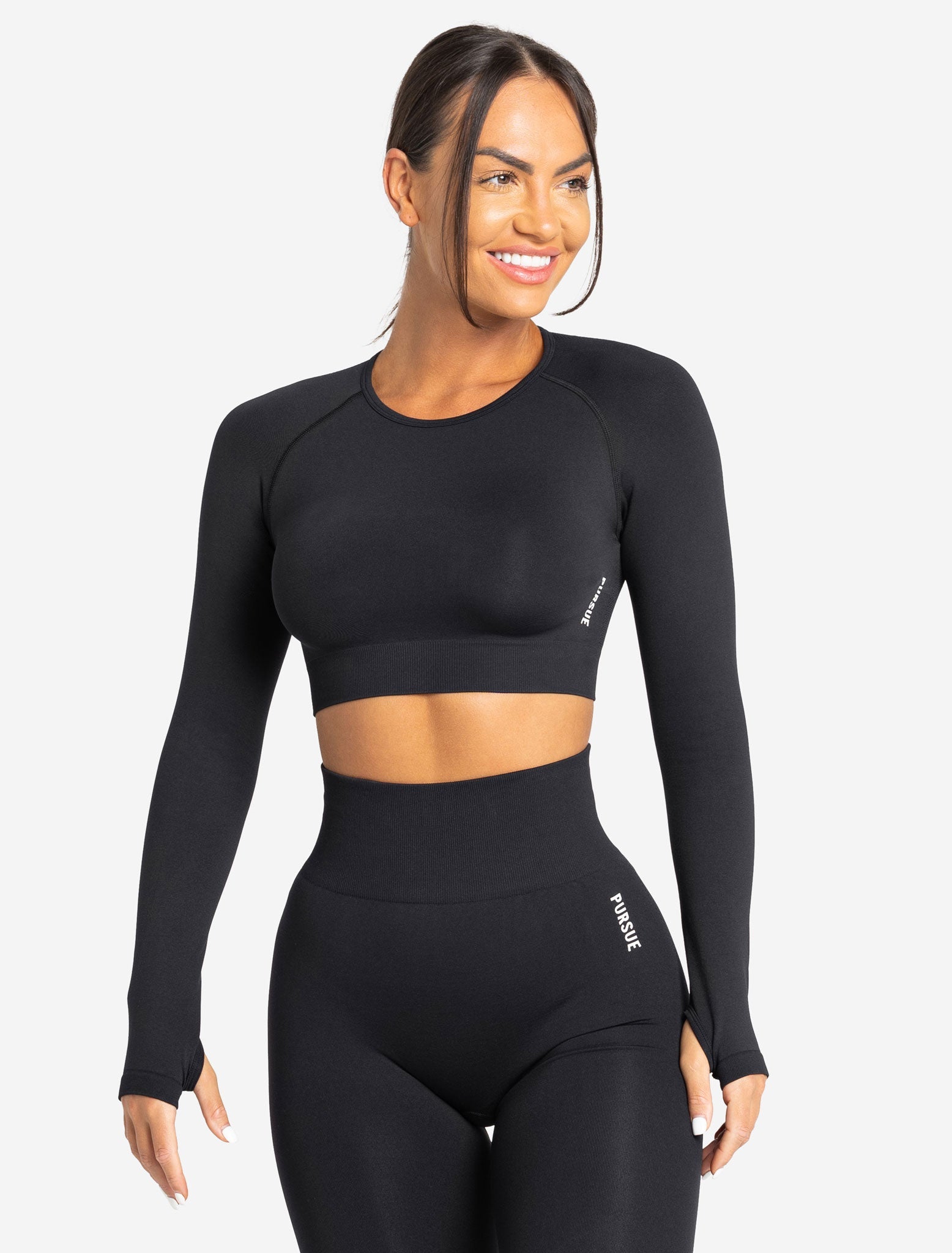 Move Seamless Long Sleeve Crop Top / Black Pursue Fitness 1