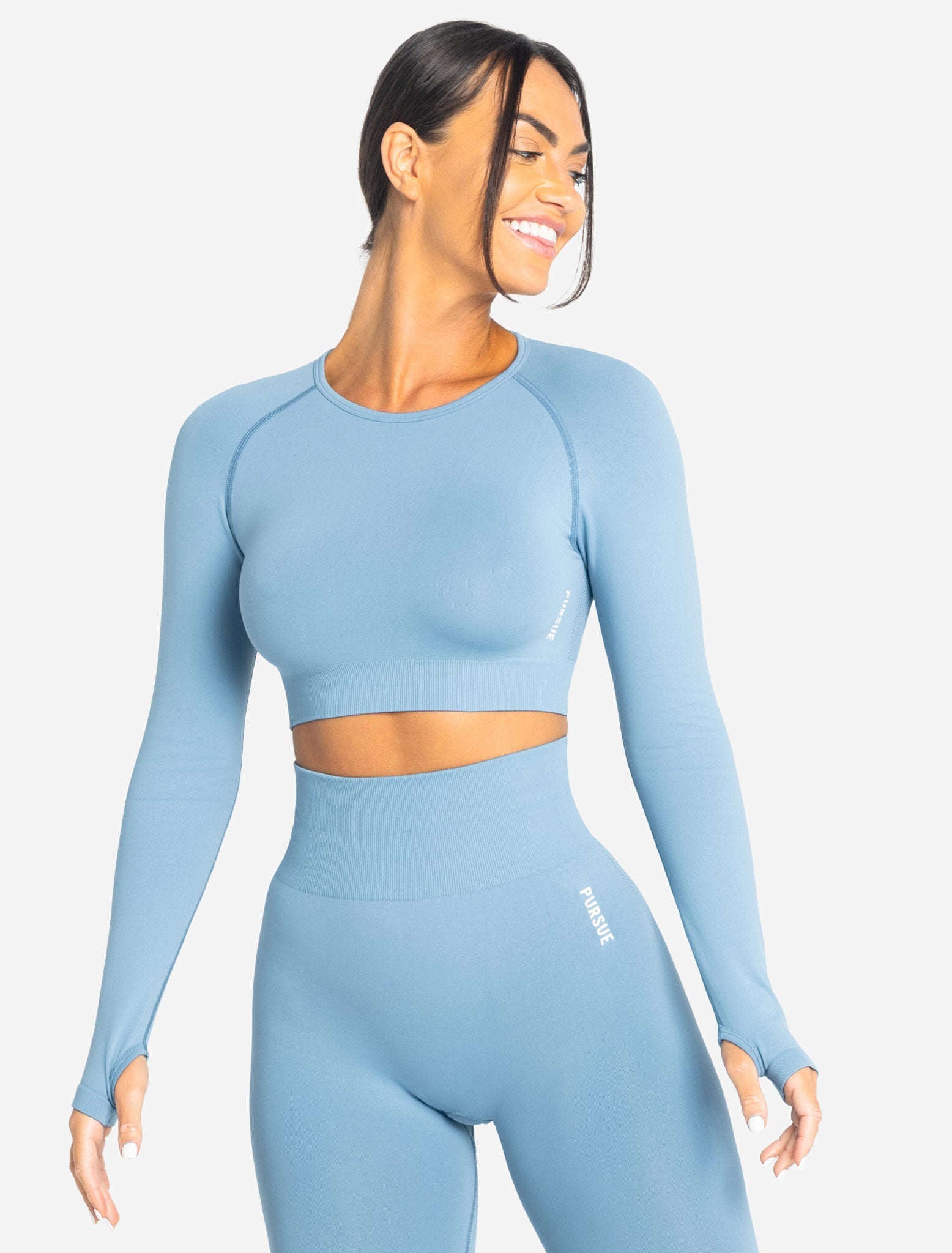 Move Seamless Long Sleeve Crop Top / Sky Blue Pursue Fitness 1