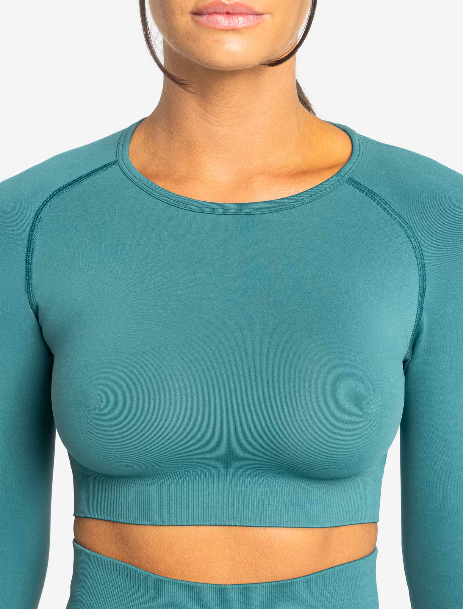 Move Seamless Long Sleeve Crop Top / Teal Pursue Fitness 4