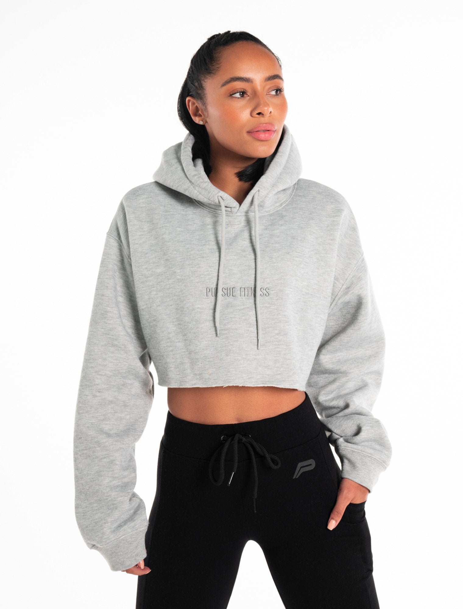 Pursue Fitness Crop Hoodies For Women Cropped Workout Hoodie Top